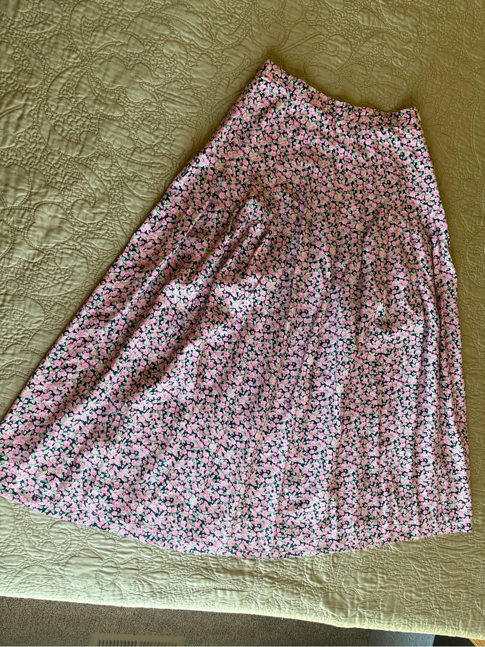 Vintage 90s Components Pink Floral Ankle Maxi Skirt Cottagecore Boho Romantic 8 - Picture 4 of 12